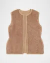 Theory Clean Shearling Vest In Dark/palmino