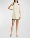 Theory Clean Shift Sleeveless Mini Dress In Sand/black