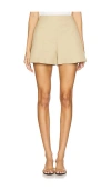 Theory High Waist Flat Front Shorts In Tan