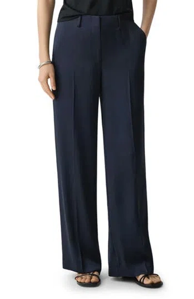 Theory Clean Waist Straight Leg Pants In Blue