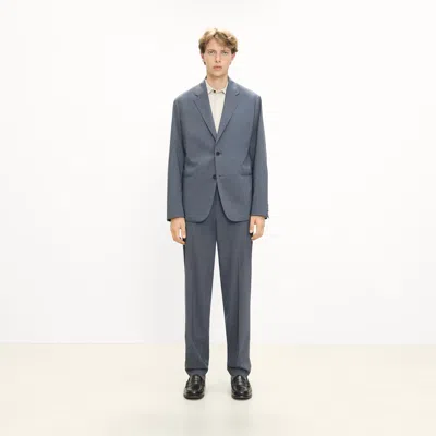 Theory Clinton Blazer In Motion Wool In Dusk Blue Melange