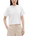 Theory Clinton Knit Short-sleeve Boxy Crewneck Tee In White
