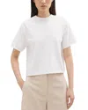 Theory Clinton Knit Short-sleeve Boxy Crewneck Tee In White