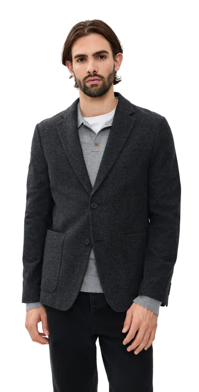 Theory Clinton City Knit Twill Blazer Baltic Multi In Black