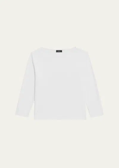 Theory Clinton Knit Boatneck Tee In Wht