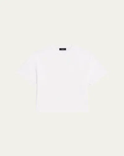 Theory Clinton Knit Short-sleeve Boxy Crewneck Tee In Black