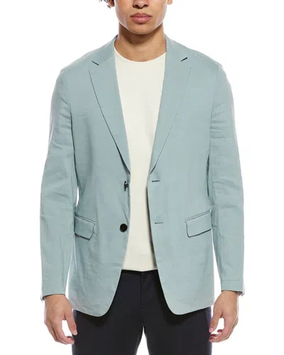 Theory Clinton Linen-blend Blazer In Blue