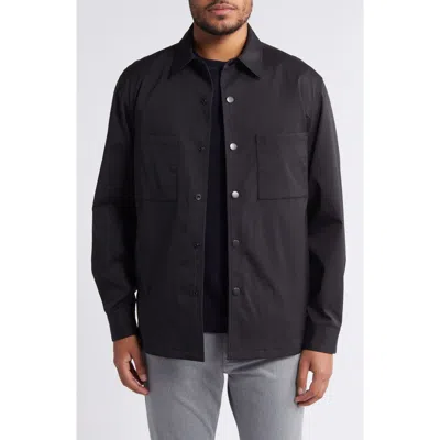 Theory Clyfford Stretch Nylon Snap-up Shirt Jacket In Black