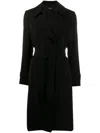 Theory Coat In Cr&ecirc;pe Dressing Gown With Belt In Black