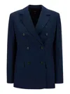 Theory Blue Double-breasted Jacket With Notched Revers In Viscose Woman In Blue