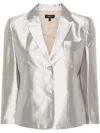 Theory Shantung Single-breasted Blazer In Gray