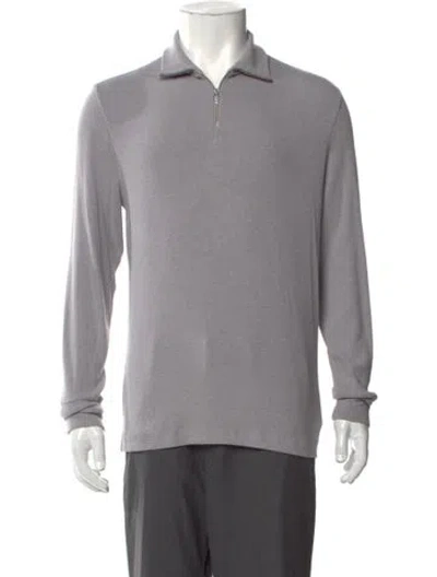 Pre-owned Theory Collar Long Sleeve Polo Sweater In Gray