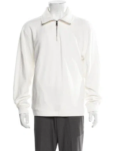 Pre-owned Theory Collar Long Sleeve Sweatshirt In White