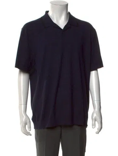 Pre-owned Theory Collar Short Sleeve Polo Sweater In Black