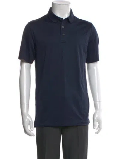 Pre-owned Theory Collar Short Sleeve Polo Sweater In Blue