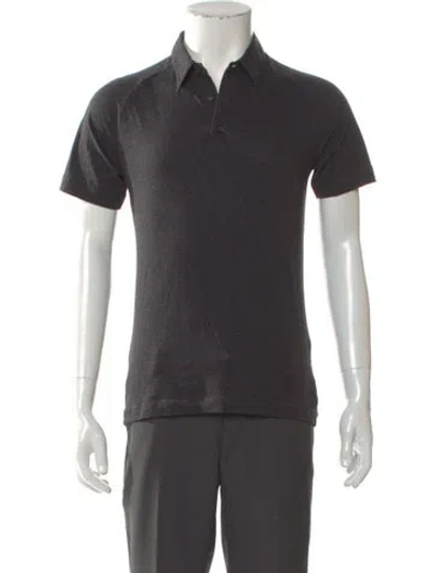 Pre-owned Theory Collar Short Sleeve Polo Sweater In Green