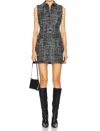 Theory Collared Mini Dress In Black Multi In Gray