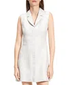 Theory Womens  Notched-lapel Sleeveless Linen-blend Mini Dress In Pltnmmulti
