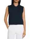 Theory Zip-up Vest In Rounded Cotton In Navy