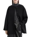 Theory Cape Back Wool Blend Coat In Black
