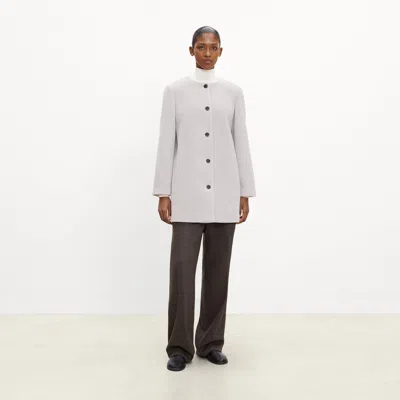 Theory Collarless Coat In Plush Melton In Gray