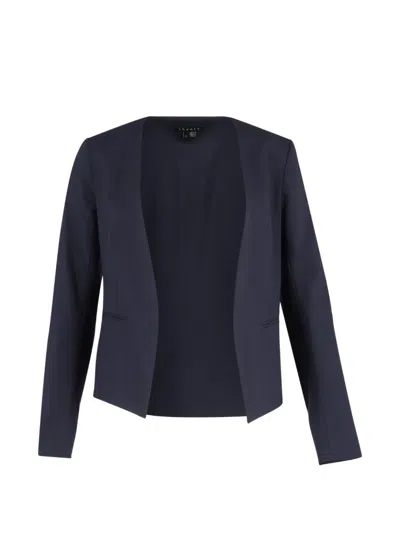 Pre-owned Theory Collarless Jacket In Blue
