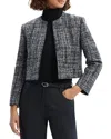 Theory Collarless Open Front Jacket In Black Multi