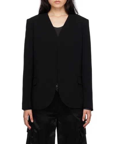 Theory Collarless Suit Jacket In Black