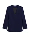Theory Collarless Wool Stretch Jacket In Blue