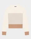 Theory Color-block Crewneck Sweater In Ivry Mlti