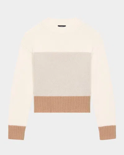 Theory Color-block Crewneck Sweater In Ivory Multi