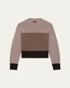 Theory Colorblock Sweater In Felted Wool-cashmere In Light Heather Brown Multi