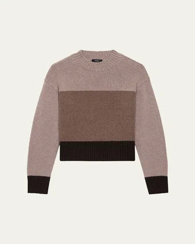 THEORY COLOR-BLOCK CREWNECK SWEATER