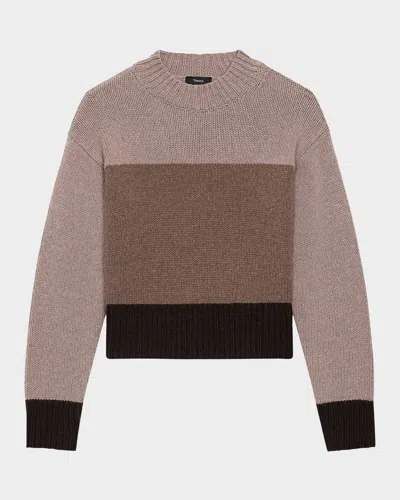THEORY COLOR-BLOCK CREWNECK SWEATER