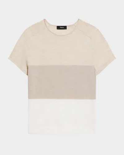 THEORY COLOR BLOCK CREWNECK TEE