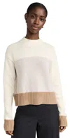 Theory Color-block Crewneck Sweater In Ivory Multi