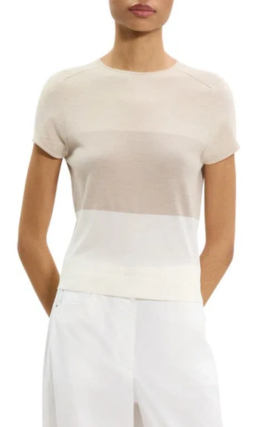 Theory Colorblock Merino Wool Top In White