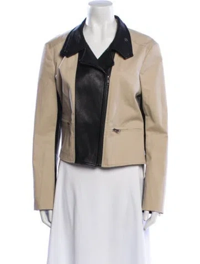 Pre-owned Theory Colorblock Pattern Biker Jacket