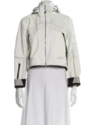Pre-owned Theory Colorblock Pattern Biker Jacket In White
