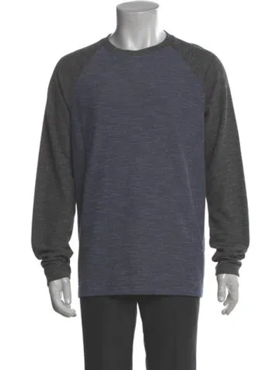 Pre-owned Theory Colorblock Pattern Crew Neck Pullover In Blue