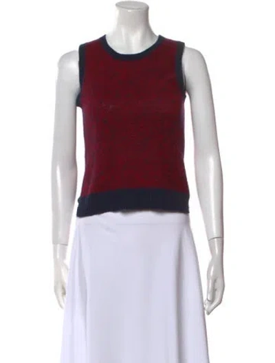 Pre-owned Theory Colorblock Pattern Crew Neck Sweater In Red