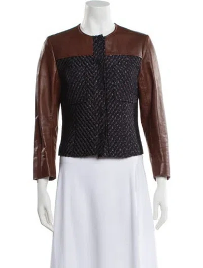 Pre-owned Theory Colorblock Pattern Evening Jacket In Brown