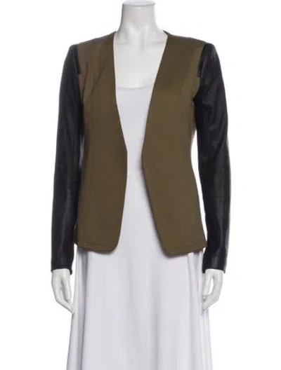 Pre-owned Theory Colorblock Pattern Jacket In Green