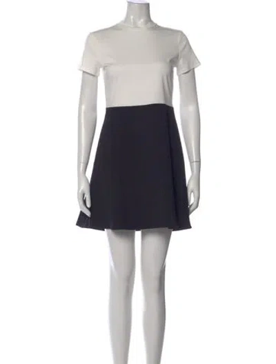 Pre-owned Theory Colorblock Pattern Mini Dress In White