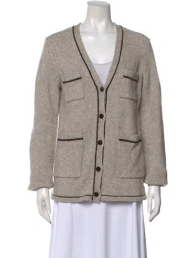Pre-owned Theory Colorblock Pattern V-neck Sweater In Neutral