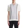 Theory Colorblock Stripe Polo In Grey Ivory Multi
