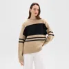 Theory Colorblock Sweater In Astor Wool In Beige/black