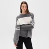 Theory Colorblock Wool Sweater In Medium Heather Grey/ivory