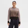 Theory Colorblock Sweater In Felted Wool-cashmere In Light Heather Brown Multi