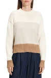 Theory Color-block Crewneck Sweater In Ivory Multi